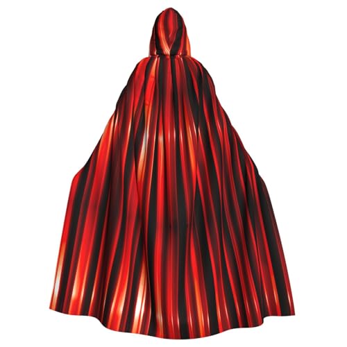 WOmeng Roter, hell-dunkelgrauer Streifendruck, volle Länge, Halloween, Unisex, Umhang mit Kapuze, mittelalterliche Farben, Kostüm, Cosplay, Party von WOmeng