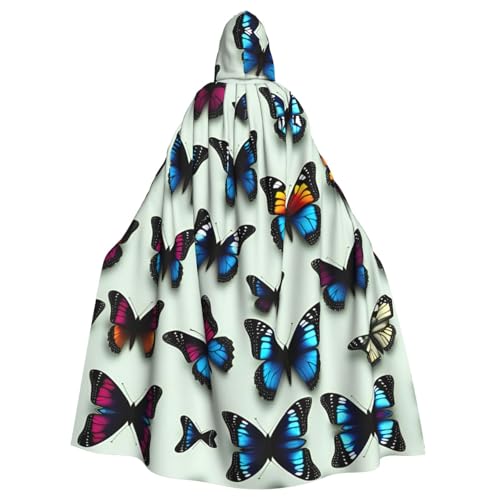 WOmeng Schmetterlings- und Cello-Druck, volle Länge, Halloween, Unisex, Umhang mit Kapuze, mittelalterliche Farben, Kostüm, Cosplay, Party WOmeng Schmetterlings- und Cello-Druck, volle Länge, Halloween, Unisex, Umhang mit Kapuze, mittelalterliche Farben, Kostüm, Cosplay, Party von WOmeng