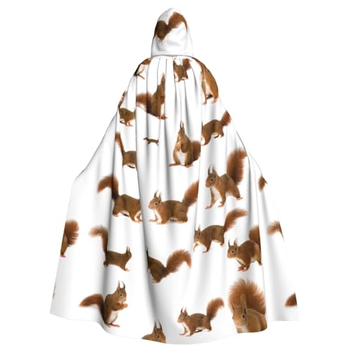 WOmeng Süßer Eichhörnchen-Druck, volle Länge, Halloween, Unisex, Umhang mit Kapuze, mittelalterliche Farben, Kostüm, Cosplay, Party WOmeng Süßer Eichhörnchen-Druck, volle Länge, Halloween, Unisex, Umhang mit Kapuze, mittelalterliche Farben, Kostüm, Cosplay, Party von WOmeng