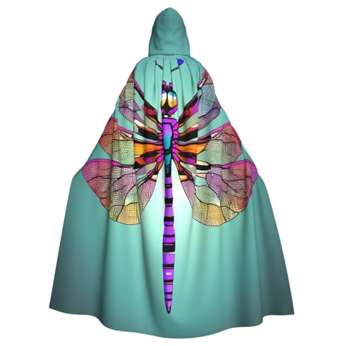 WOmeng Süßer Libellenmuster-Druck, volle Länge, Halloween, Unisex, Umhang mit Kapuze, mittelalterliche Farben, Kostüm, Cosplay, Party WOmeng Süßer Libellenmuster-Druck, volle Länge, Halloween, Unisex, Umhang mit Kapuze, mittelalterliche Farben, Kostüm, Cosplay, Party von WOmeng
