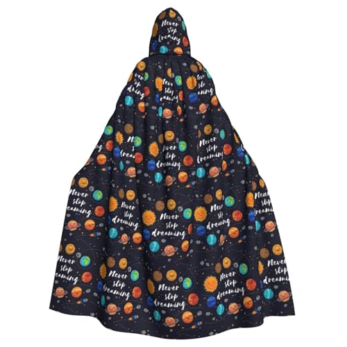 WOmeng Süßer Planeten-Druck, volle Länge, Halloween, Unisex, Umhang mit Kapuze, mittelalterliche Farben, Kostüm, Cosplay, Party von WOmeng