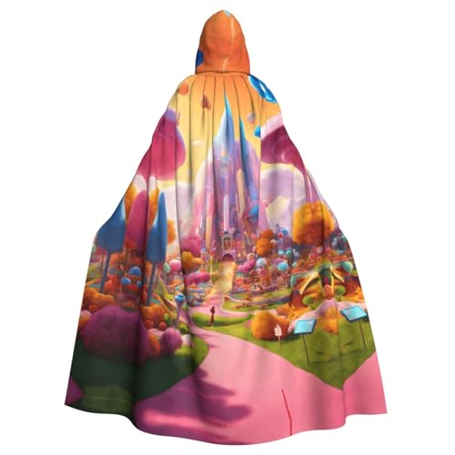 WOmeng Süßigkeitenland-Aufdruck, Halloween-Umhang, Unisex, mit Kapuze, mittelalterliche Farben, Kostüm, Cosplay, Party WOmeng Süßigkeitenland-Aufdruck, Halloween-Umhang, Unisex, mit Kapuze, mittelalterliche Farben, Kostüm, Cosplay, Party von WOmeng