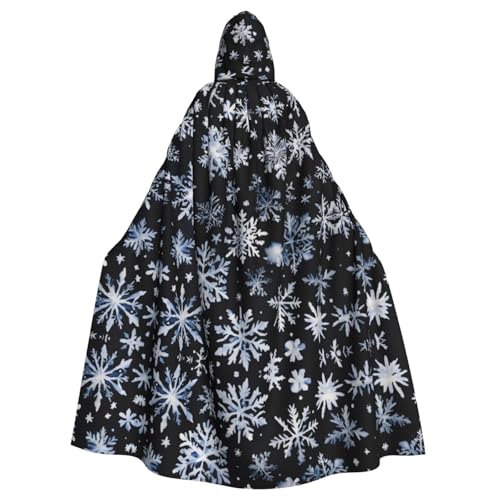 WOmeng Umhang mit Schneemann, Sternen und Schneeflocken, volle Länge, Halloween, Unisex, mit Kapuze, mittelalterliche Farben, Kostüm, Cosplay, Party von WOmeng