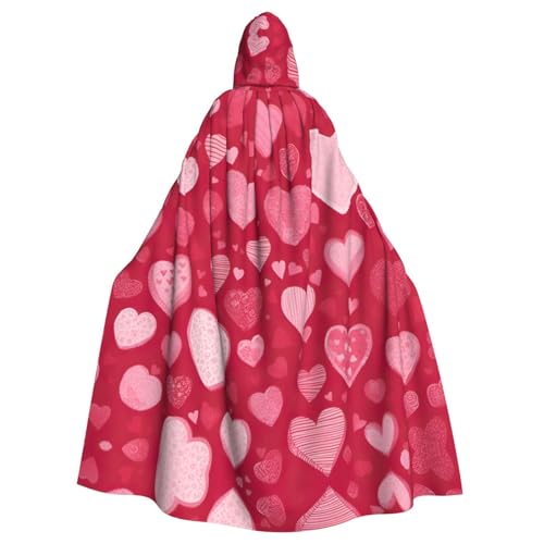 WOmeng Valentinstag-Druck, volle Länge, Halloween-Umhang, Unisex, mit Kapuze, mittelalterliche Farben, Kostüm, Cosplay, Party von WOmeng