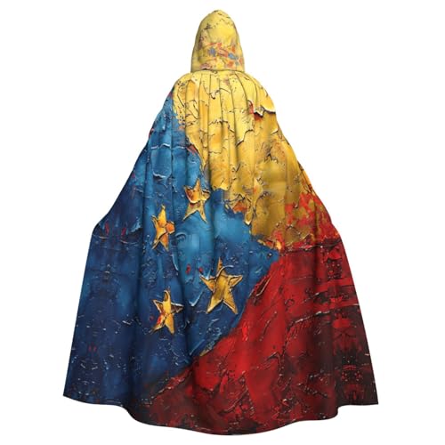 WOmeng Venezuela-Flaggen-Druck, volle Länge, Halloween-Umhang, Unisex, mit Kapuze, mittelalterliche Farben, Kostüm, Cosplay, Party von WOmeng