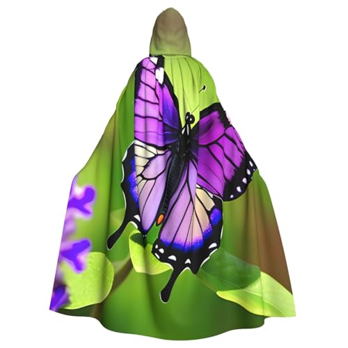 WOmeng Violetter Schmetterlings-Umhang für Halloween, Unisex, mit Kapuze, mittelalterliche Farben, Kostüm, Cosplay, Party WOmeng Violetter Schmetterlings-Umhang für Halloween, Unisex, mit Kapuze, mittelalterliche Farben, Kostüm, Cosplay, Party von WOmeng
