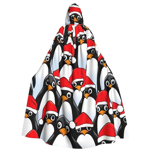 WOmeng Weihnachts-Pinguin-Druck, volle Länge, Halloween-Umhang, Unisex, mit Kapuze, mittelalterliche Farben, Kostüm, Cosplay, Party WOmeng Weihnachts-Pinguin-Druck, volle Länge, Halloween-Umhang, Unisex, mit Kapuze, mittelalterliche Farben, Kostüm, Cosplay, Party von WOmeng