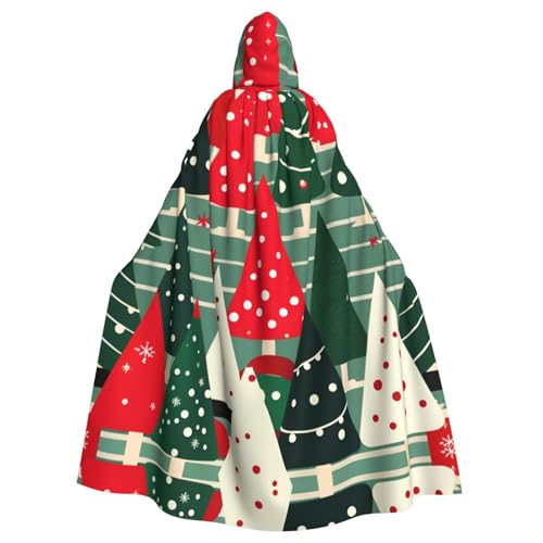 WOmeng Weihnachtsbäume-Aufdruck, volle Länge, Halloween, Unisex, Umhang mit Kapuze, mittelalterliche Farben, Kostüm, Cosplay, Party von WOmeng