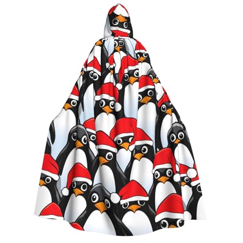 Weihnachts-Pinguin-Druck, für Herren und Damen, Erwachsene, Kapuzenumhang, Cosplay, Kostüm, Halloween, Weihnachten, Karneval, Partys von WOmeng