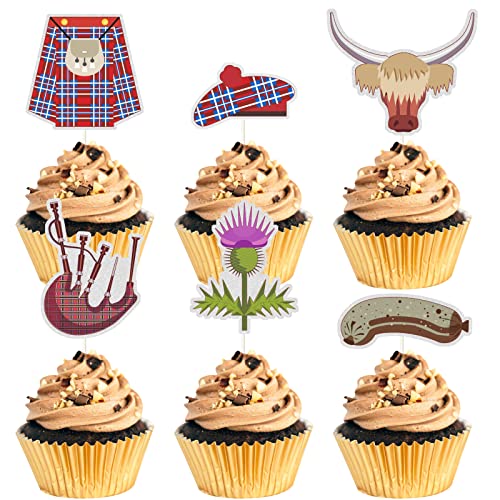 MEFENG Cupcake-Topper mit Schottland-Motiv, Geburtstagsparty, Cupcake-Topper, Dessert-Dekoration für Wochenende/BBQ/Babyparty/Kochparty-Zubehör, 18 Stück MEFENG Cupcake-Topper mit Schottland-Motiv, Geburtstagsparty, Cupcake-Topper, Dessert-Dekoration für Wochenende/BBQ/Babyparty/Kochparty-Zubehör, 18 Stück von WPCTYQ