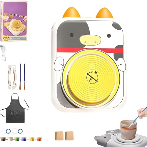 Niedliches Töpferscheiben-Set Mit Tiermotiv, Porzellanmaschine In Tierform, DIY-Keramik-Kunst- Und Handwerksstudio, For Mädchen Und Jungen, Kinderspielzeug(Cow,2) von WPDUIODF
