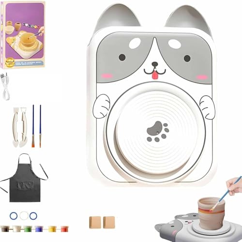 Niedliches Töpferscheiben-Set Mit Tiermotiv, Porzellanmaschine In Tierform, DIY-Keramik-Kunst- Und Handwerksstudio, For Mädchen Und Jungen, Kinderspielzeug(Dog,2) von WPDUIODF