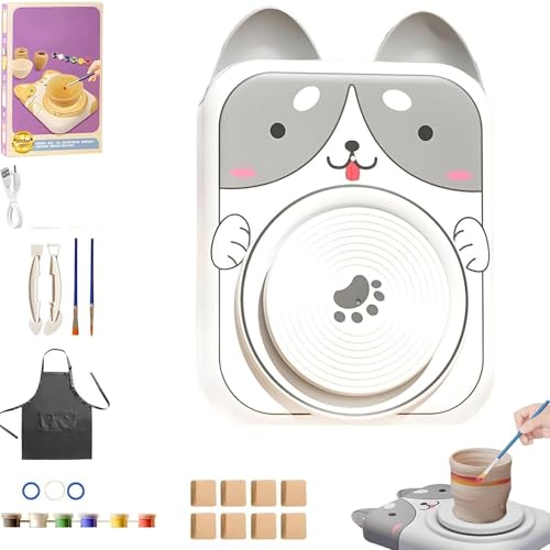 Niedliches Töpferscheiben-Set Mit Tiermotiv, Porzellanmaschine In Tierform, DIY-Keramik-Kunst- Und Handwerksstudio, For Mädchen Und Jungen, Kinderspielzeug(Dog,8) von WPDUIODF