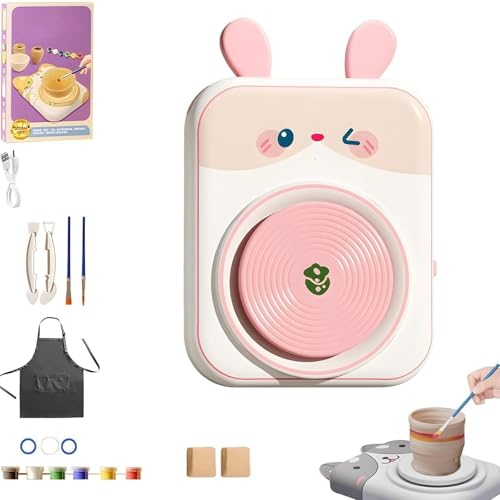 Niedliches Töpferscheiben-Set Mit Tiermotiv, Porzellanmaschine In Tierform, DIY-Keramik-Kunst- Und Handwerksstudio, For Mädchen Und Jungen, Kinderspielzeug(White,2) von WPDUIODF