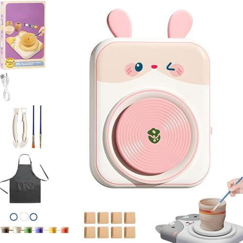 Niedliches Töpferscheiben-Set Mit Tiermotiv, Porzellanmaschine In Tierform, DIY-Keramik-Kunst- Und Handwerksstudio, For Mädchen Und Jungen, Kinderspielzeug(White,8) von WPDUIODF