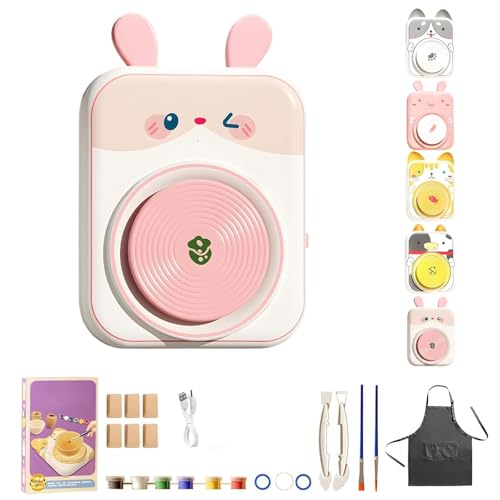 Niedliches Töpferscheiben-Set Mit Tiermotiven, Tonstudio Mit Tiermotiven, DIY-Mini-Töpferstudio Und Komplettes Malset, Perfektes Geburtstags- Und For Jungen Und Mädchen(03,6Clay) von WPDUIODF