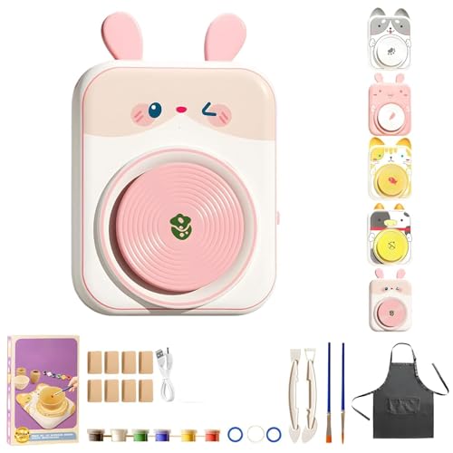 Niedliches Töpferscheiben-Set Mit Tiermotiven, Tonstudio Mit Tiermotiven, DIY-Mini-Töpferstudio Und Komplettes Malset, Perfektes Geburtstags- Und For Jungen Und Mädchen(03,8Clay) von WPDUIODF