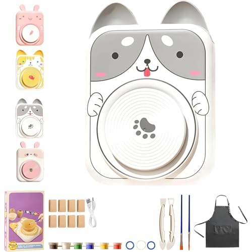 Niedliches Töpferscheiben-Set Mit Tiermotiven For Kinder, DIY-Mini-Töpferstudio Und Komplettes Malset, Kunstwerkzeuge For Formen, Modellieren Und Bemalen Von Keramikzubehör(8*Clay A) von WPDUIODF