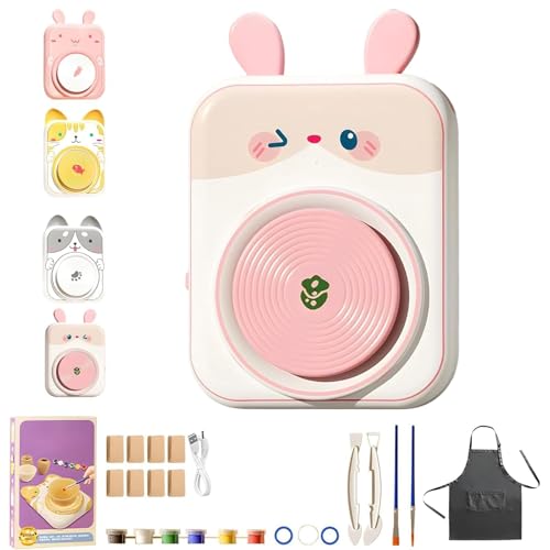 Niedliches Töpferscheiben-Set Mit Tiermotiven For Kinder, DIY-Mini-Töpferstudio Und Komplettes Malset, Kunstwerkzeuge For Formen, Modellieren Und Bemalen Von Keramikzubehör(8*Clay C) von WPDUIODF