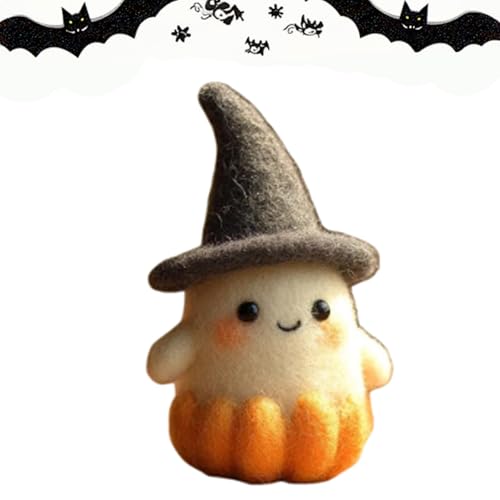 WPDUIODF Handgemachter Halloween-Geisterkürbis Aus Filz Mit Zaubererhut, Mini-Plüsch, Süßes Dekor, Handgefertigte Festliche Sammlerfigur, Halloween-Dekoration, Geschenk for Zuhause Oder Party(A) von WPDUIODF