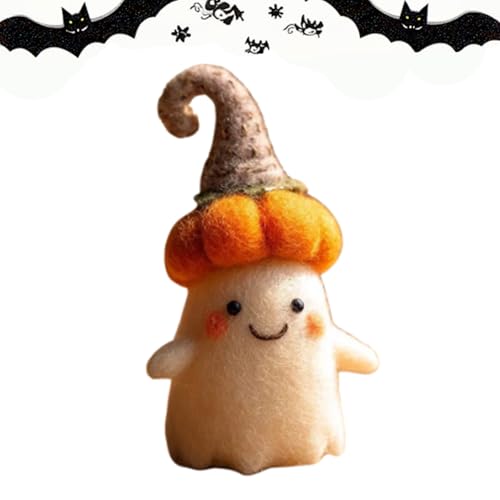 WPDUIODF Handgemachter Halloween-Geisterkürbis Aus Filz Mit Zaubererhut, Mini-Plüsch, Süßes Dekor, Handgefertigte Festliche Sammlerfigur, Halloween-Dekoration, Geschenk for Zuhause Oder Party(B) von WPDUIODF