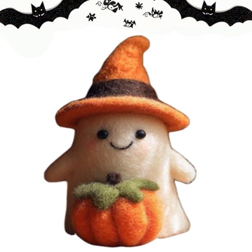 WPDUIODF Handgemachter Halloween-Geisterkürbis Aus Filz Mit Zaubererhut, Mini-Plüsch, Süßes Dekor, Handgefertigte Festliche Sammlerfigur, Halloween-Dekoration, Geschenk for Zuhause Oder Party(C) von WPDUIODF