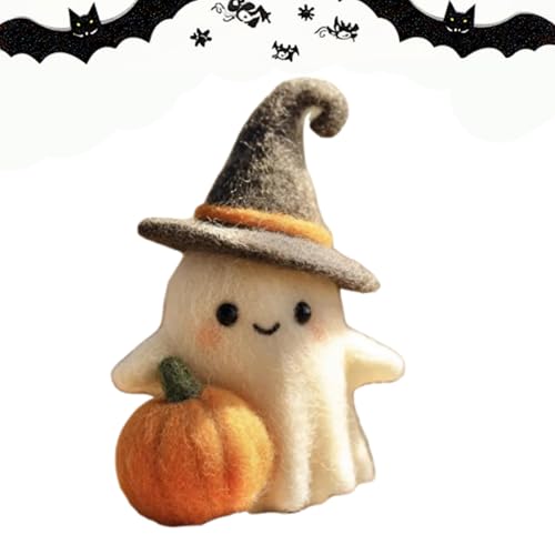 WPDUIODF Handgemachter Halloween-Geisterkürbis Aus Filz Mit Zaubererhut, Mini-Plüsch, Süßes Dekor, Handgefertigte Festliche Sammlerfigur, Halloween-Dekoration, Geschenk for Zuhause Oder Party(D) von WPDUIODF