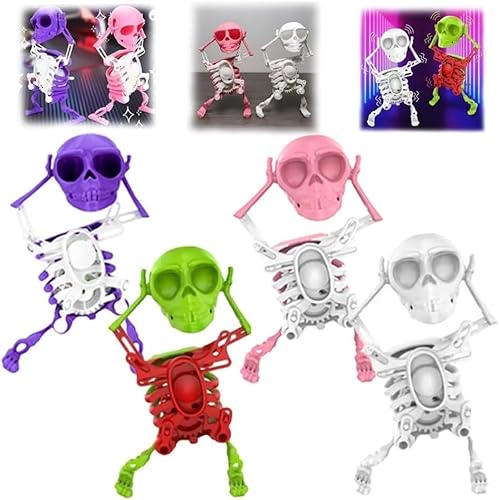 WPDUIODF Tanzendes Skelett-Spielzeug, 3D-Spielzeug, Lustige Uhrwerkfigur for Stressabbau, for Schreibtischdekoration Und Stressabbau, Lustiges Geschenk(4pcs) von WPDUIODF
