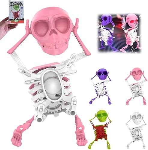 WPDUIODF Tanzendes Skelett-Spielzeug, 3D-Spielzeug, Lustige Uhrwerkfigur for Stressabbau, for Schreibtischdekoration Und Stressabbau, Lustiges Geschenk(Pink) von WPDUIODF