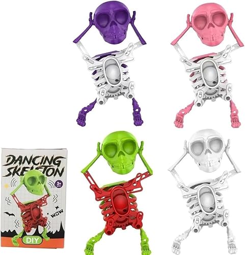 WPDUIODF Tanzendes Skelettspielzeug, Halloween-Winduhrwerk-Spielzeug, Kreativer Stressabbau, for Schreibtischdekoration Und Stressabbau, Lustiges Geschenk(4pcs) von WPDUIODF