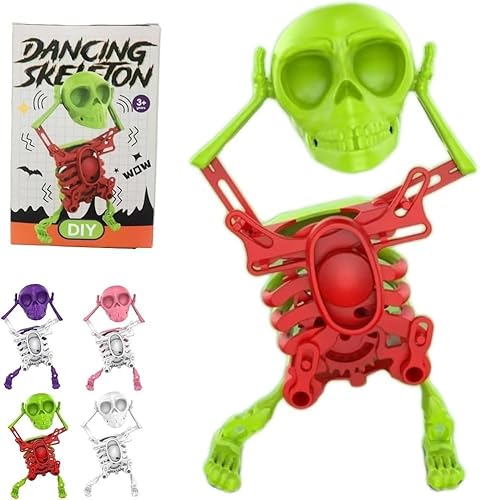 WPDUIODF Tanzendes Skelettspielzeug, Halloween-Winduhrwerk-Spielzeug, Kreativer Stressabbau, for Schreibtischdekoration Und Stressabbau, Lustiges Geschenk(Green) von WPDUIODF