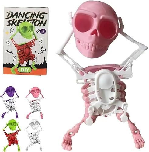 WPDUIODF Tanzendes Skelettspielzeug, Halloween-Winduhrwerk-Spielzeug, Kreativer Stressabbau, for Schreibtischdekoration Und Stressabbau, Lustiges Geschenk(Pink) von WPDUIODF