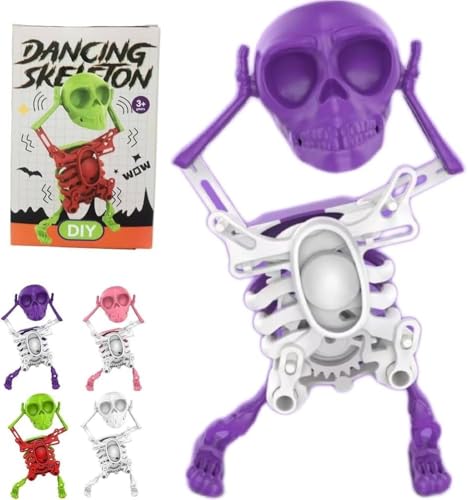 WPDUIODF Tanzendes Skelettspielzeug, Halloween-Winduhrwerk-Spielzeug, Kreativer Stressabbau, for Schreibtischdekoration Und Stressabbau, Lustiges Geschenk(Purple) von WPDUIODF