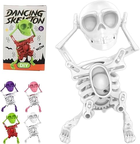 WPDUIODF Tanzendes Skelettspielzeug, Halloween-Winduhrwerk-Spielzeug, Kreativer Stressabbau, for Schreibtischdekoration Und Stressabbau, Lustiges Geschenk(White) von WPDUIODF