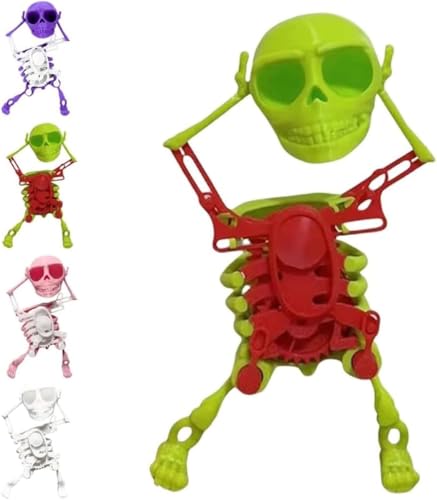 WPDUIODF Tanzendes Und Schwingendes 3D-Totenkopf Spielzeug, Lustiger Tanz, Schreibtischdekoration Geschenk Für Kinder Und Erwachsene, for Stressabbau,Halloween-Dekorationen(Green) von WPDUIODF