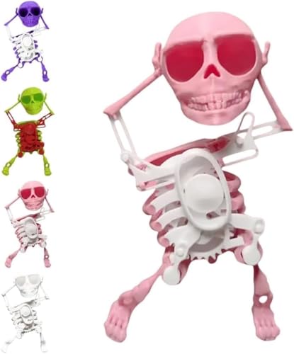 WPDUIODF Tanzendes Und Schwingendes 3D-Totenkopf Spielzeug, Lustiger Tanz, Schreibtischdekoration Geschenk Für Kinder Und Erwachsene, for Stressabbau,Halloween-Dekorationen(Pink) von WPDUIODF
