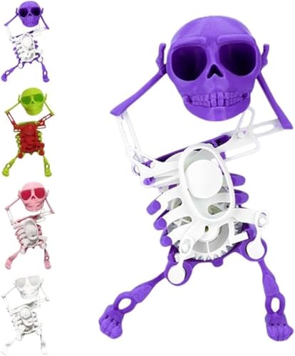 WPDUIODF Tanzendes Und Schwingendes 3D-Totenkopf Spielzeug, Lustiger Tanz, Schreibtischdekoration Geschenk Für Kinder Und Erwachsene, for Stressabbau,Halloween-Dekorationen(Purple) von WPDUIODF