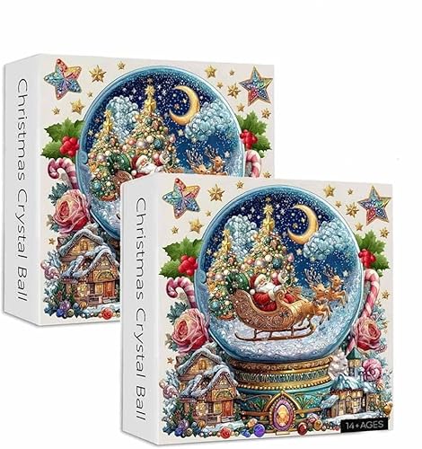 Weihnachts-Kristallkugel-Puzzles, Herausforderndes Weihnachtsfest, Holzpuzzles for Erwachsene, Mit Klarer Buchstabenverbindung Auf Der Rückseite for Die Heimdekoration Von Erwachsenen(2pcs) von WPDUIODF