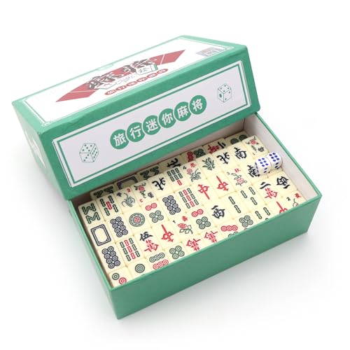 WPPQWP Mini-Chinesisches Mahjong Spiel, Mahjong Set mit 144 Steinen, Brettspiel, Geeignet für Jung und Alt, Ideal für Familien, Reisen, Partys von WPPQWP