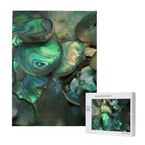 Abalone Perlmutt-Puzzle mit Aufbewahrungsbox, Holzpuzzle für Erwachsene und Kinder, 500 Teile Familienspaß, dekoratives Spiel von WPUTY