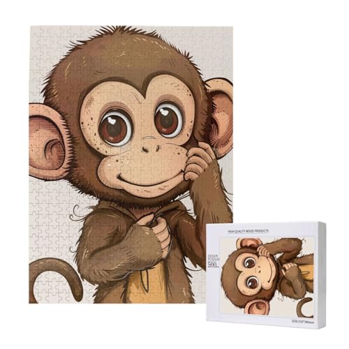 Affen-Kunstdruck, gedrucktes Puzzle mit Aufbewahrungsbox, Holzpuzzle für Erwachsene und Kinder, 500 Teile, Familienspaß, dekoratives Spiel Affen-Kunstdruck, gedrucktes Puzzle mit Aufbewahrungsbox, Holzpuzzle für Erwachsene und Kinder, 500 Teile, Familienspaß, dekoratives Spiel von WPUTY