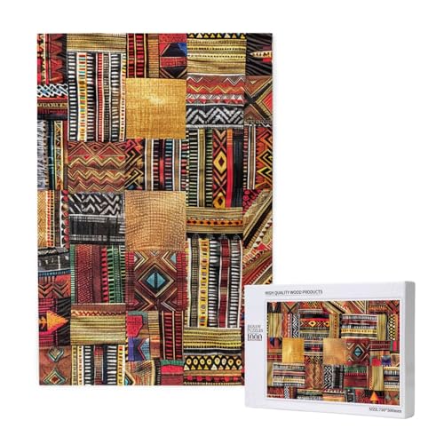 African Textile Patchwork Printed Jigsaw Puzzle with Storage Box, Wooden Puzzle for Adults and Kids, 1000 Pieces Family Fun Decorative Game African Textile Patchwork Printed Jigsaw Puzzle with Storage Box, Wooden Puzzle for Adults and Kids, 1000 Pieces Family Fun Decorative Game von WPUTY