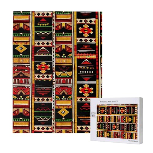 Afrikanisches ethnisches Muster, gedrucktes Puzzle mit Aufbewahrungsbox, Holzpuzzle für Erwachsene und Kinder, 500 Teile Familienspaß, dekoratives Spiel Afrikanisches ethnisches Muster, gedrucktes Puzzle mit Aufbewahrungsbox, Holzpuzzle für Erwachsene und Kinder, 500 Teile Familienspaß, dekoratives Spiel von WPUTY