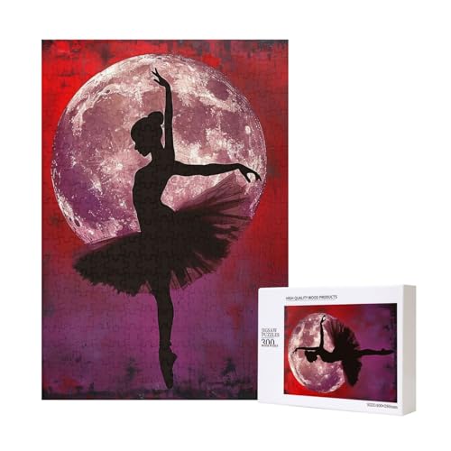Ballerina Dance Printed Jigsaw Puzzle with Storage Box, Wooden Puzzle for Adults and Kids, 300 Pieces Family Fun Decorative Game von WPUTY