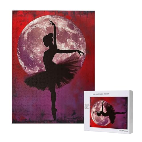 Ballerina Dance Printed Jigsaw Puzzle with Storage Box, Wooden Puzzle for Adults and Kids, 500 Pieces Family Fun Decorative Game von WPUTY