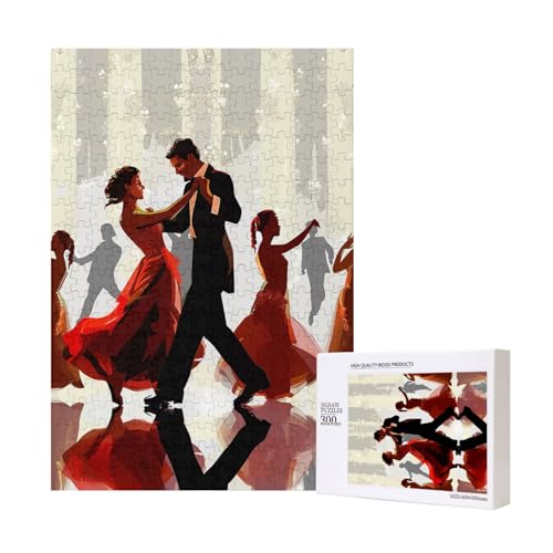 Ballroom Dance Printed Jigsaw Puzzle with Storage Box, Wooden Puzzle for Adults and Kids, 300 Pieces Family Fun Decorative Game von WPUTY