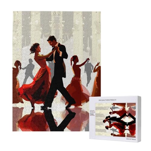 Ballroom Dance Printed Jigsaw Puzzle with Storage Box, Wooden Puzzle for Adults and Kids, 500 Pieces Family Fun Decorative Game von WPUTY