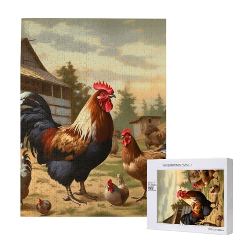Bauernhof-Druck Huhn und Hahn gedrucktes Puzzle mit Aufbewahrungsbox, Holzpuzzle für Erwachsene und Kinder, 500 Teile Familienspaß, dekoratives Spiel Bauernhof-Druck Huhn und Hahn gedrucktes Puzzle mit Aufbewahrungsbox, Holzpuzzle für Erwachsene und Kinder, 500 Teile Familienspaß, dekoratives Spiel von WPUTY