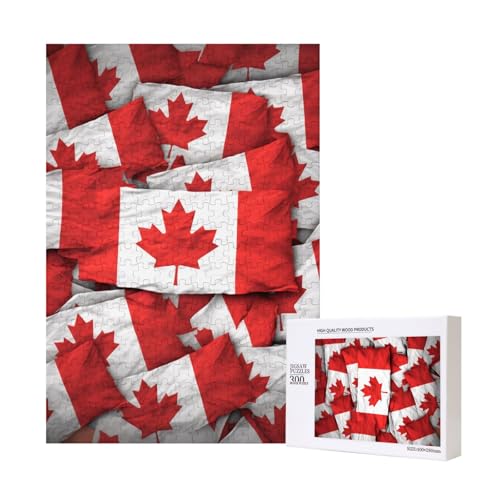 Bedrucktes Puzzle mit kanadischer Flagge, Holzpuzzle für Erwachsene und Kinder, 300 Teile, Familienspaß, dekoratives Spiel von WPUTY