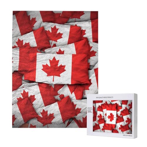 Bedrucktes Puzzle mit kanadischer Flagge, Holzpuzzle für Erwachsene und Kinder, 500 Teile, Familienspaß, dekoratives Spiel von WPUTY